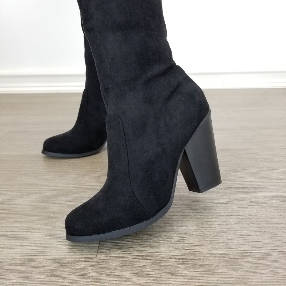 Suede Over the knee heel Boots with lace up back - Picture 8 of 8